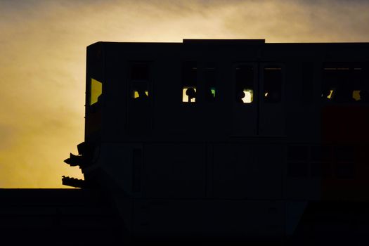 Train silhouette. Shooting Location: Tokyo metropolitan area