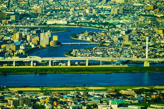 Tokyo cityscape (shooting from Tokyo Sky Tree). Shooting Location: Sumida Ward, Tokyo