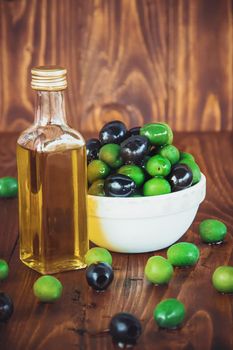 olives and olive oil. Selective focus. Food.