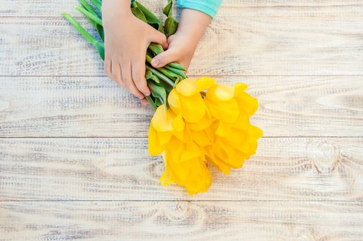 gift and flowers. selective focus. holidays and events.