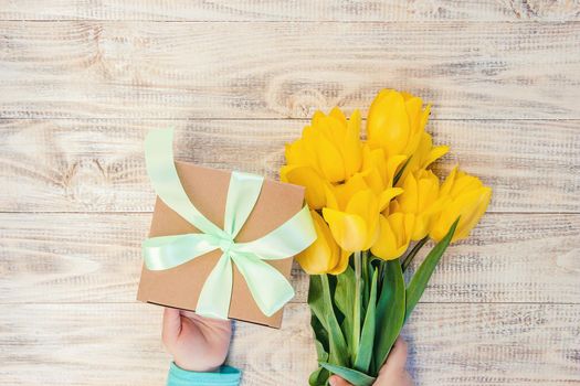 gift and flowers. selective focus. holidays and events. nature