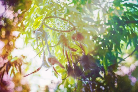 Dream catcher in a vintage style. Selective focus.