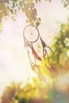 Dream catcher in a vintage style. Selective focus.