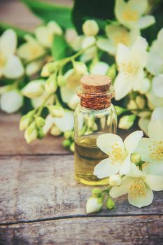 Jasmine essential oil. selective focus. madicine and nature.