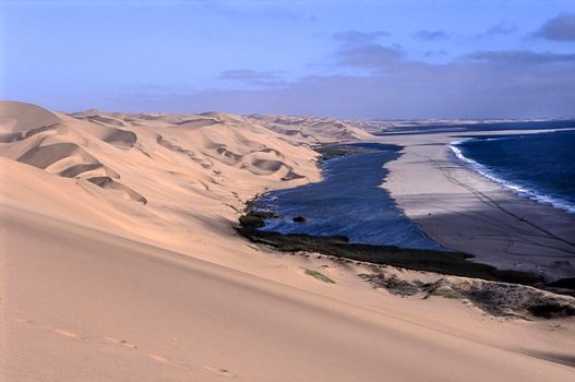view of sandwich harbour, Namibia, Africa