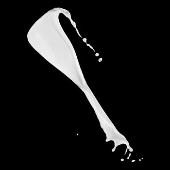 milk splash isolated on the black background, abstract milk
