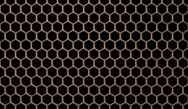 Beautiful seamless pattern of bronze mesh on a black background.
