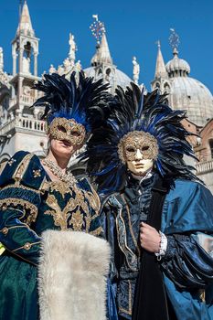 VENICE, ITALY - Febrary 23 2019: The masks of the Venice carnival 2019