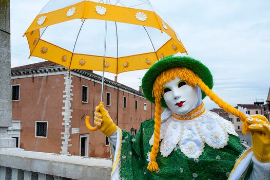 VENICE, ITALY - Febrary 7 2018: The masks of the Venice carnival 2018