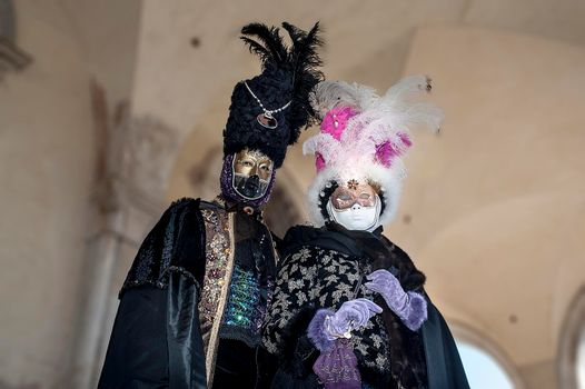 VENICE, ITALY - Febrary 23 2019: The masks of the Venice carnival 2019