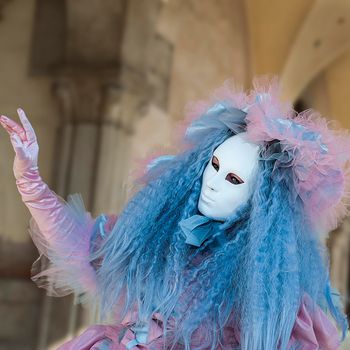 VENICE, ITALY - Febrary 23 2019: The masks of the Venice carnival 2019