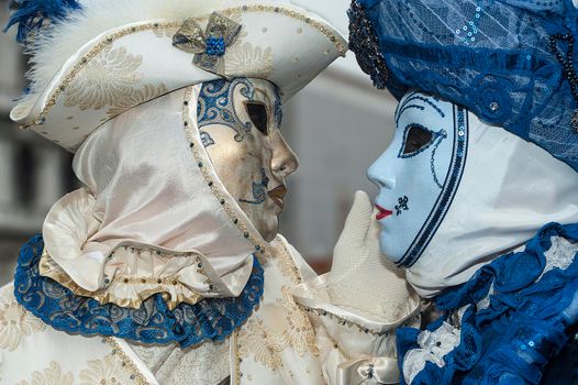 VENICE, ITALY - Febrary 7 2018: The masks of the Venice carnival 2018