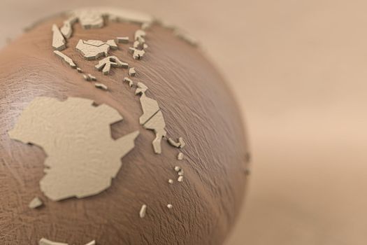 paper earth model on cardboard background 3d illustration