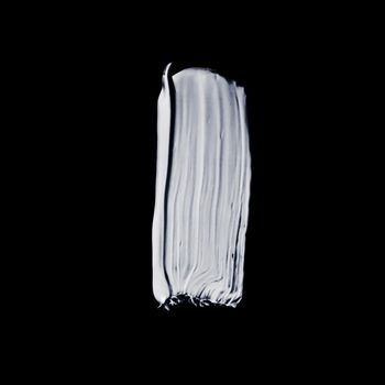 Beauty smear, cosmetics product and abstract liquid concept - Silver paint brush stroke texture isolated on black background, glamour make-up sample smudge