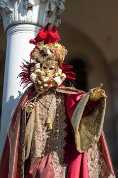 VENICE, ITALY - Febrary 23 2019: The masks of the Venice carnival 2019