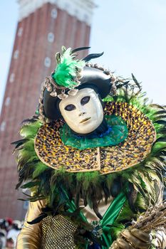VENICE, ITALY - Febrary 23 2019: The masks of the Venice carnival 2019
