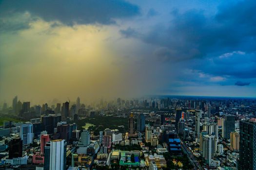 Bangkok city wrapped in squall. Shooting Location: Bangkok, Thailand
