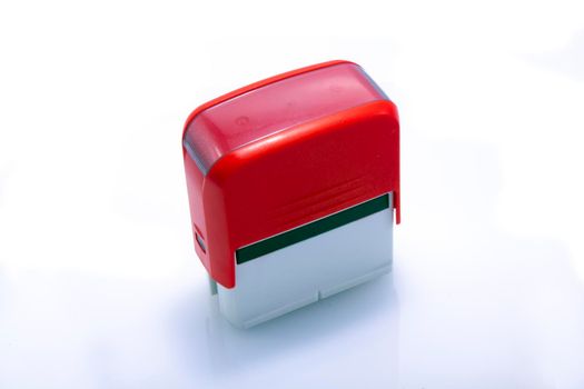 Red, office, automatic, rubber stamp, on white background