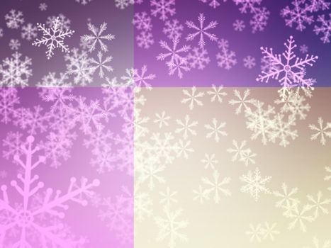 Beautiful blue and pink Christmas background - snowflakes, stars,lights