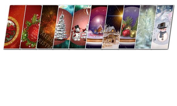 Ten images on the theme of Christmas combined into a collage. Presented on a white background, there is room for your text.