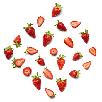 close up of a strawberry on white background