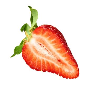 close up of a strawberry on white background