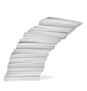 close up of a stack of paper on white background