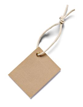 close up of a price label note on white background