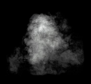 close up of steam smoke on black background