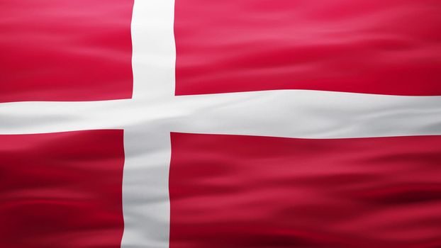Danish flag, Rippled silk texture - Front 3D illustration