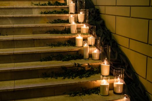 candles on the stairs, old.