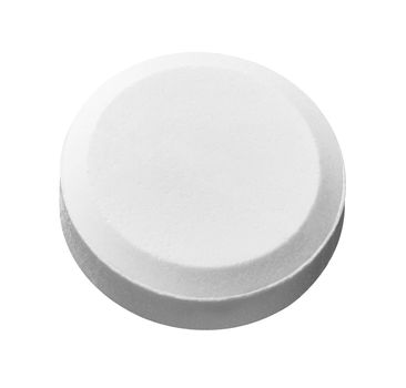 close up of a white pill on white background