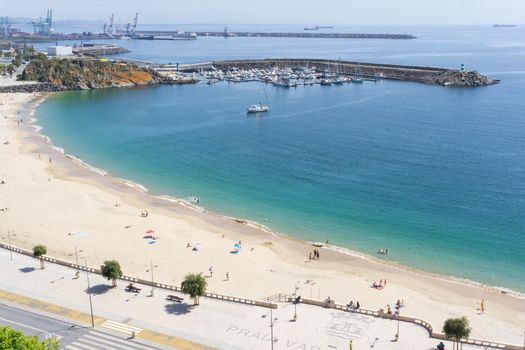 Vasco da Gama beach in the Portuguese city of Sines in sunny weather