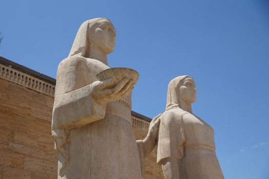 Turkish Women sculpture located at the entrance of the Road of Lions in Anitkabir, Ankara City, Turkiye
