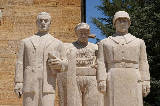 Turkish Men sculpture located at the entrance of the Road of Lions in Anitkabir, Ankara City, Turkiye