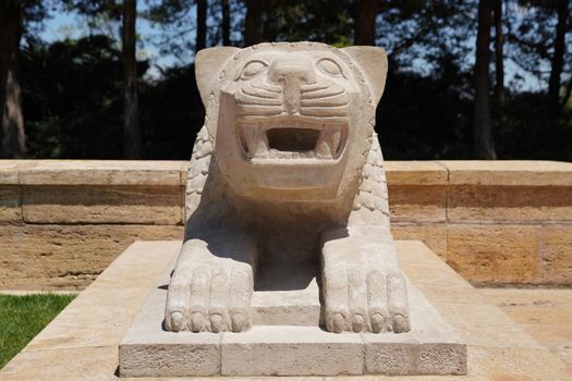 Lion sculpture located at the Road of Lions in Anitkabir, Ankara City, Turkiye