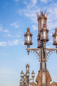 Street lamp in Gothic style. Ancient city.