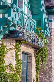 Antiquity in detail. Decoration of houses, balconies, windows, sculptures, walls. Elements of architectural design of buildings. Old plaster, Stone decorations. Elements of Gothic architecture.