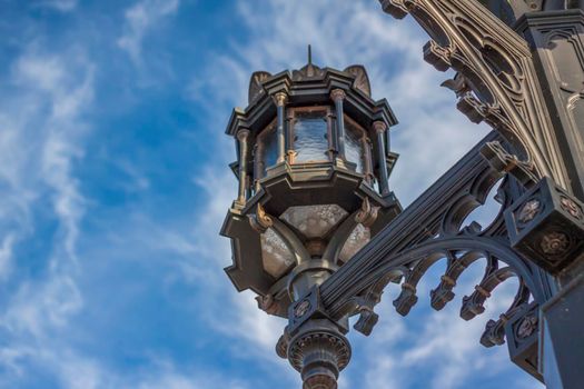 Street lamp in Gothic style. Ancient city.