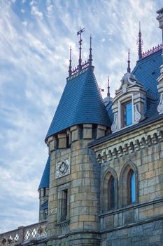 Antiquity in detail. Decoration of houses, balconies, windows, sculptures, walls. Elements of architectural design of buildings. Old plaster, Stone decorations. Elements of Gothic architecture.