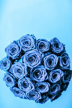 Blooming rose, flower blossom and Valentines Day gift concept - Glamour luxury bouquet of blue roses, flowers in bloom as floral holiday background