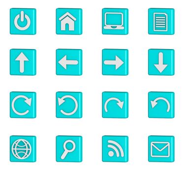 Web icons for business and office blue aqua