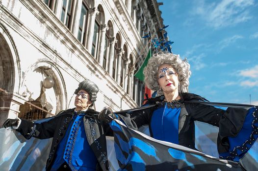 VENICE, ITALY - Febrary 23 2019: The masks of the Venice carnival 2019