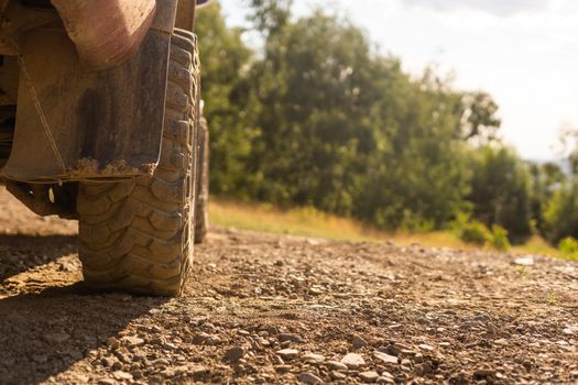 The big dirty SUV wheel. The big dirty car's wheel