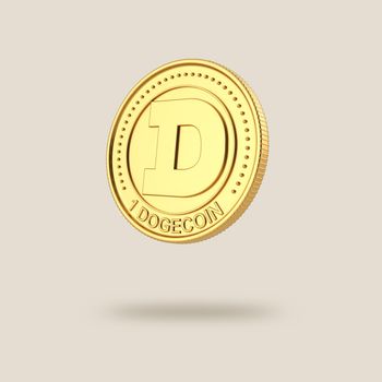 Dogecoin coin isolated on clear background. Dogecoins cryptocurrency. blockchain, digital money exchange. 3d rendering.