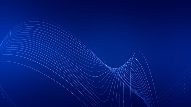 Data tunnel. Curve of data connect for dots and lines on blue Abstract tech background. Artificial intelligence concept, technology and data uploading.