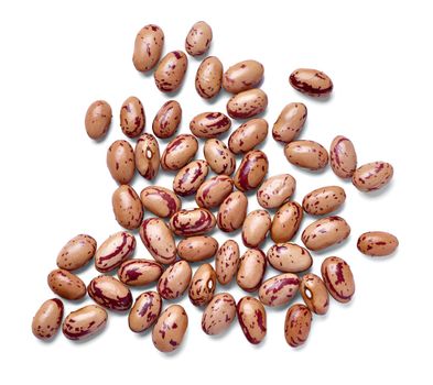 Close up of beans on white background