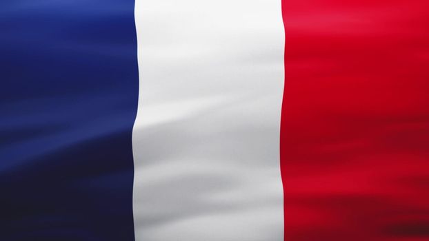 French flag, Rippled silk texture - Front 3D illustration