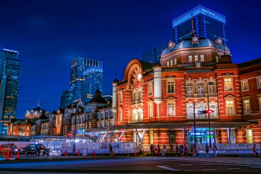 Night view of the lighted up Tokyo Station. Shooting Location: Tokyo metropolitan area