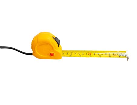 Yellow measuring tape isolated on white background